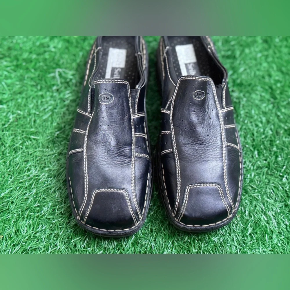 Josef Seibel Black‎ Leather Slip-On Loafers Size 38